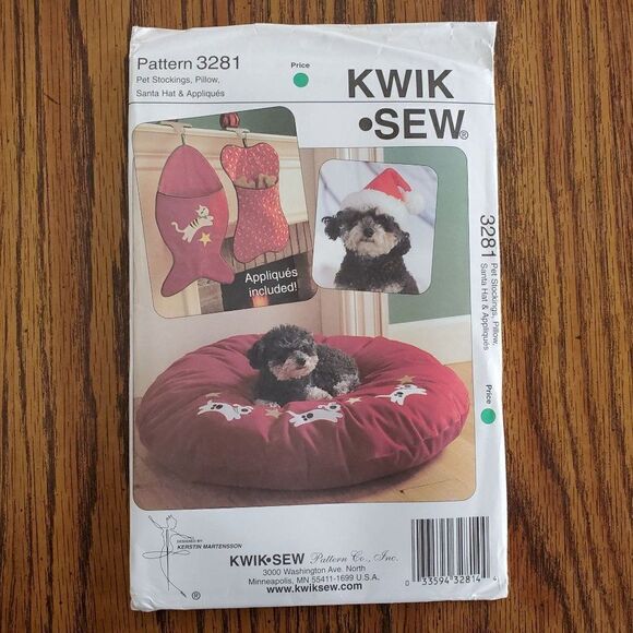 00s Kwik Sew Pattern 3281 Uncut Christmas Pet Stockings Pillow Bed - Picture 2 of 3